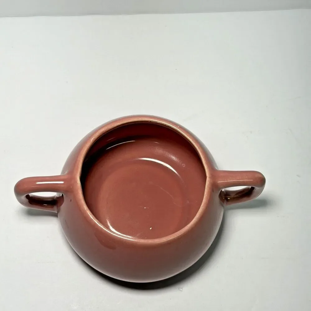 Vintage Bauer Pottery Brusche Al Fresco Sugar Bowl/Lid In Light Pink Unique HTF